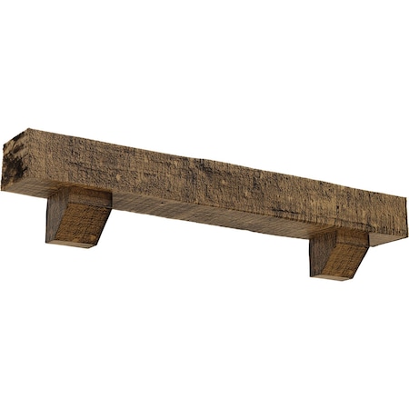 Kit W/ Ashford Corbels, NaturaL Golden Oak, 6H X 10D X 72W Rough Cedar Faux Wood Fireplace ManteL